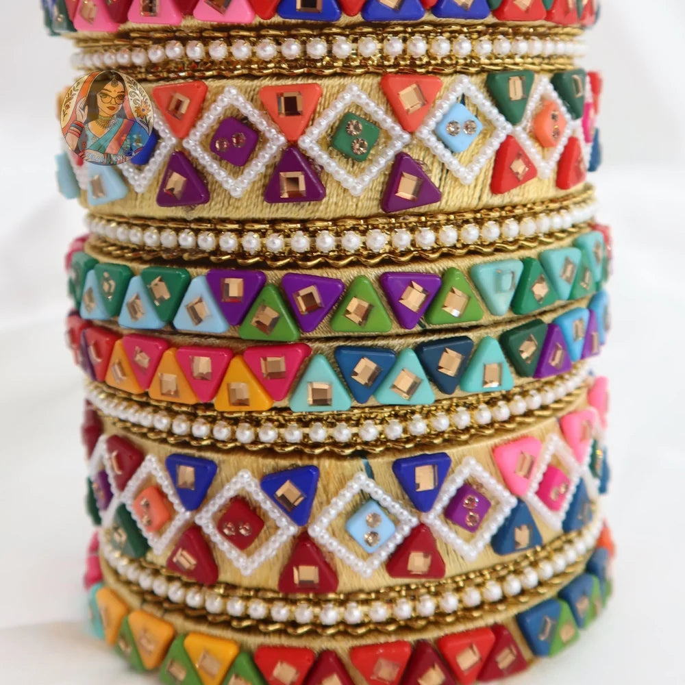 Threadwork Mosaic Bangle Stack
