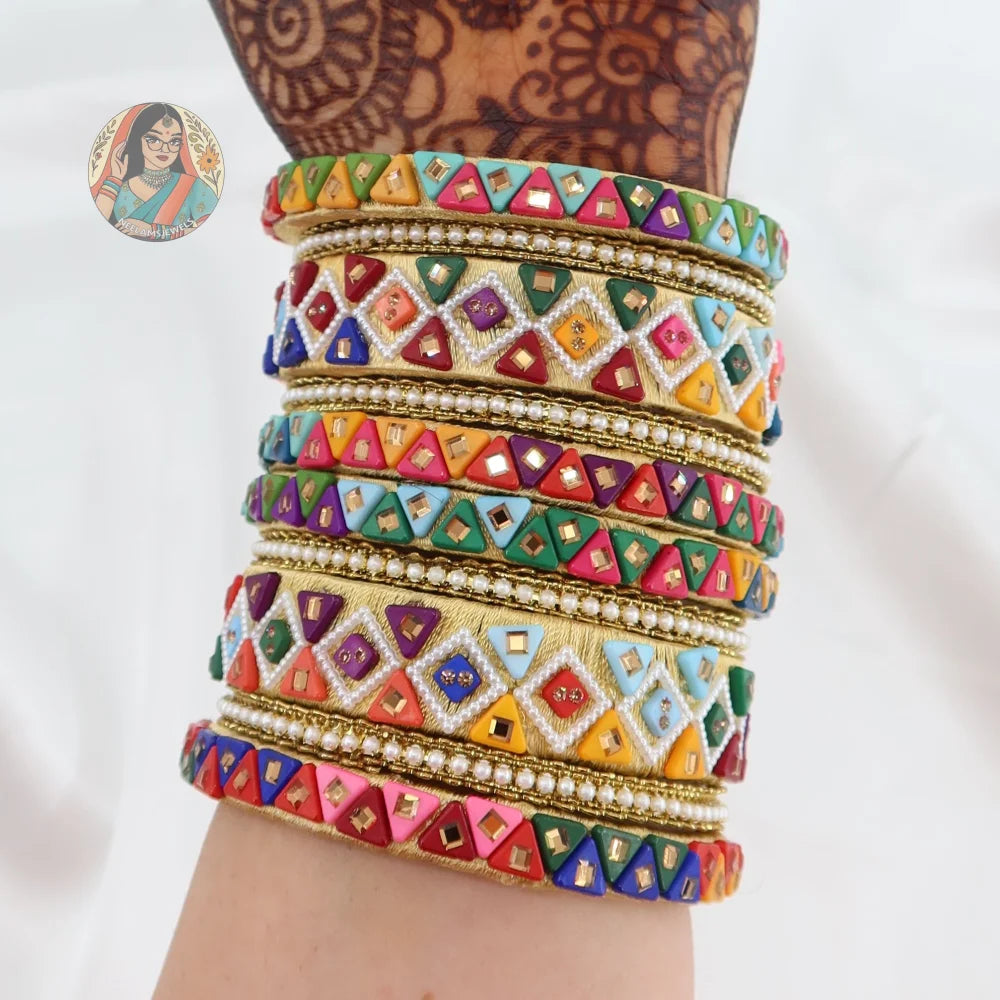 Threadwork Mosaic Bangle Stack