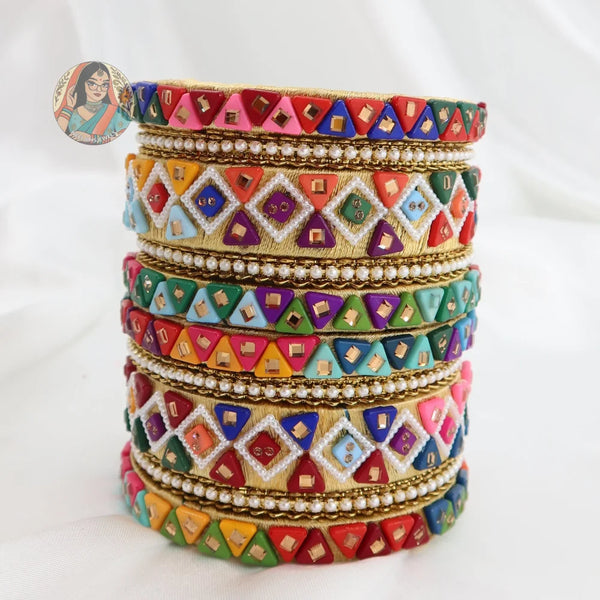 Threadwork Mosaic Bangle Stack
