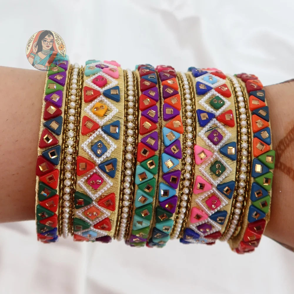 Threadwork Mosaic Bangle Stack