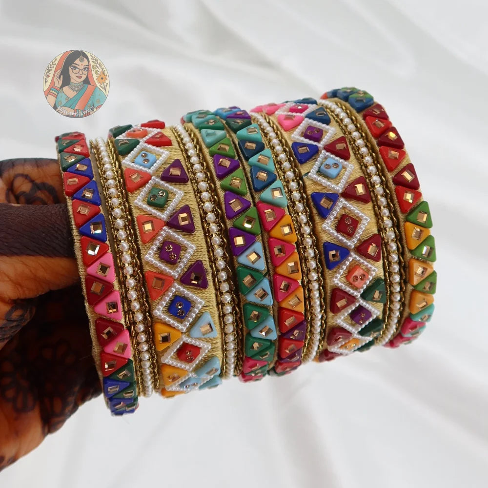 Threadwork Mosaic Bangle Stack
