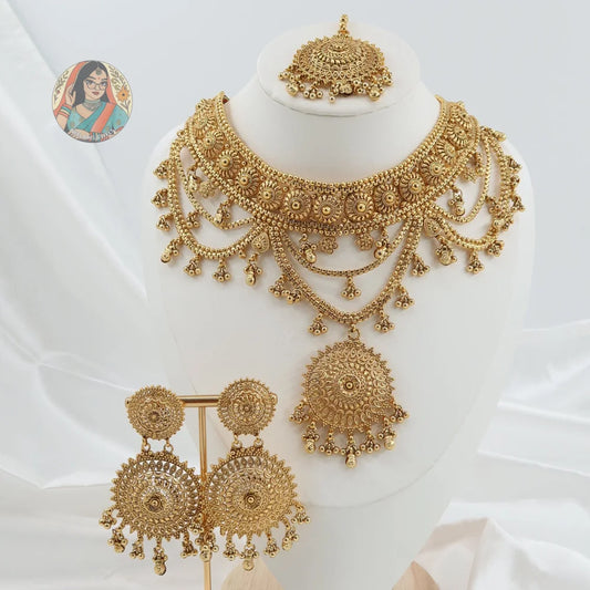 Uzma Gold Necklace Set - Gold