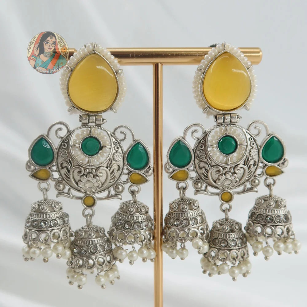 Varsha Silver Earrings - A