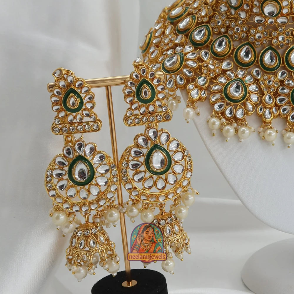 White Saajan Polki Semi-Bridal Set