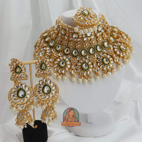 White Saajan Polki Semi-Bridal Set