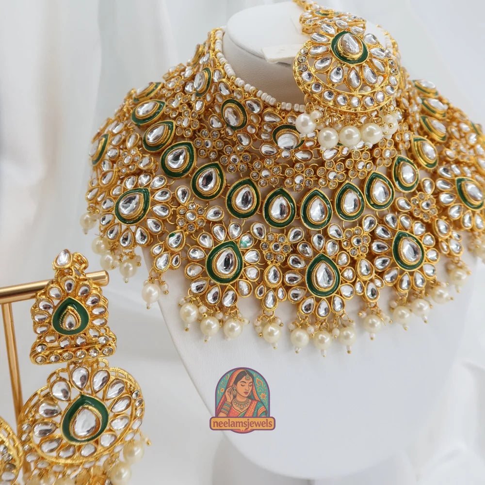 White Saajan Polki Semi-Bridal Set