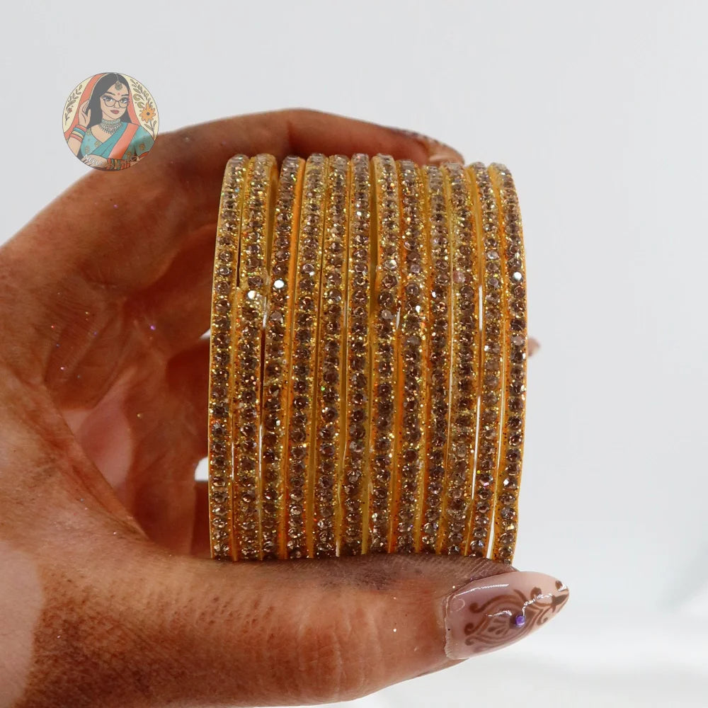’Yellow’ Bebo Glitter Glass Bangle Set