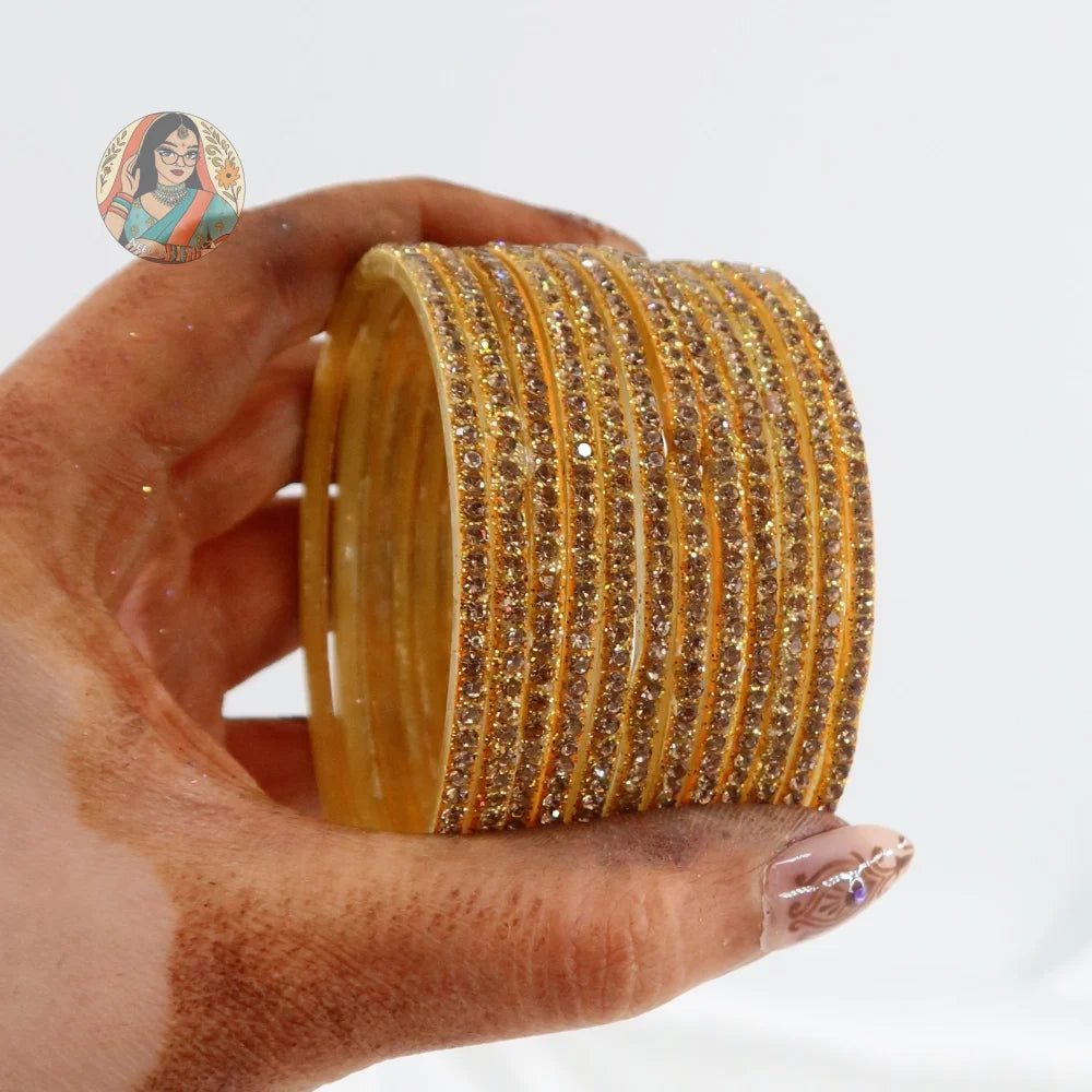 ’Yellow’ Bebo Glitter Glass Bangle Set