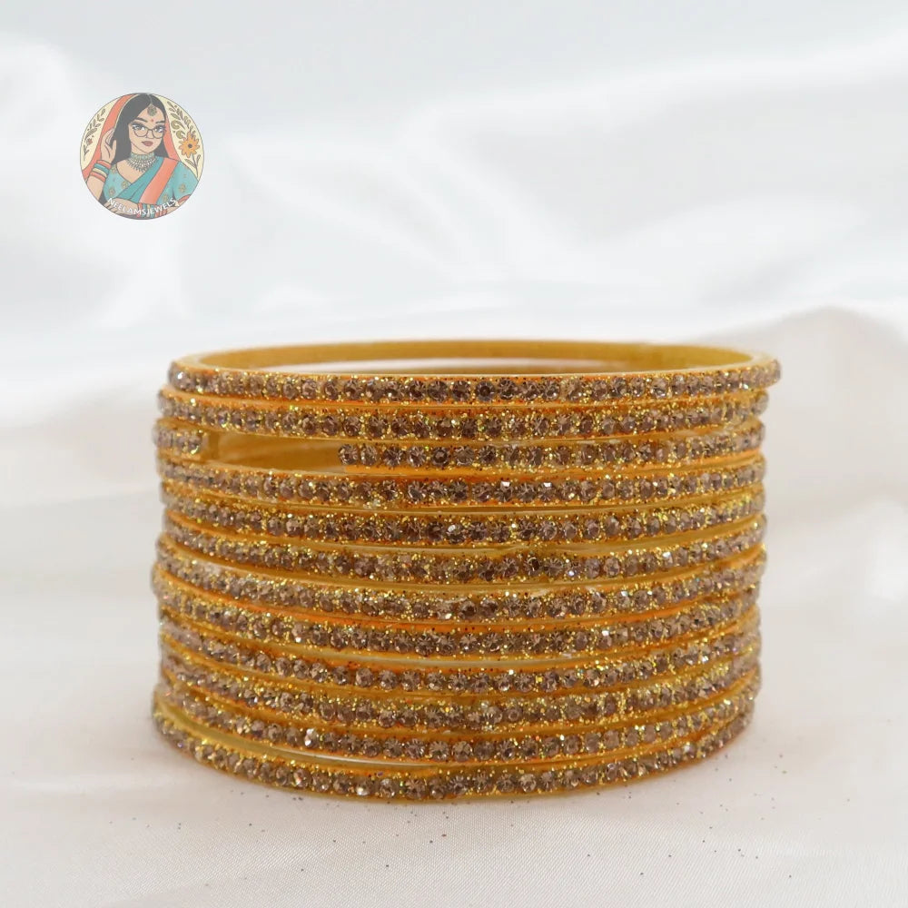 ’Yellow’ Bebo Glitter Glass Bangle Set