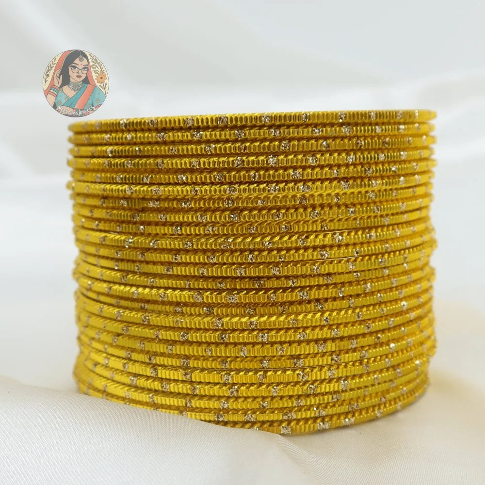 ’Yellow’ Metallic Gold Dotted Bangle Set