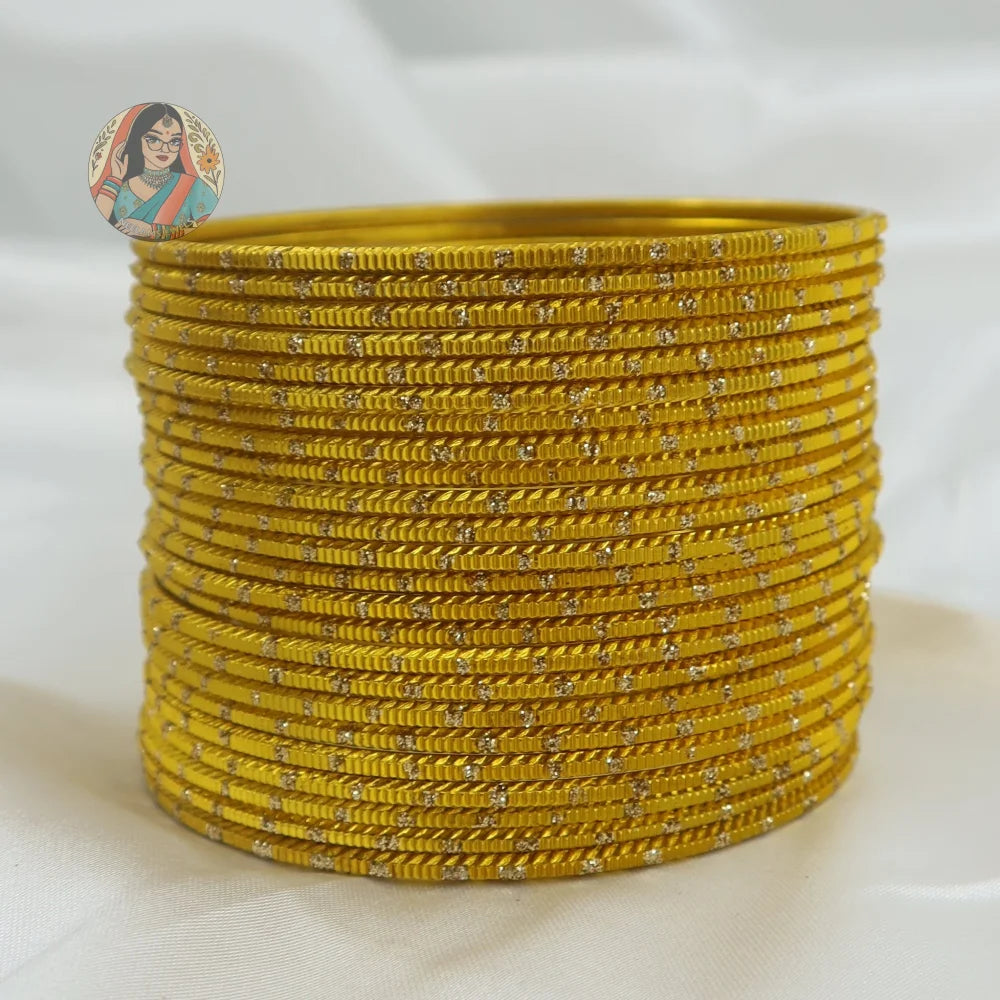 ’Yellow’ Metallic Gold Dotted Bangle Set