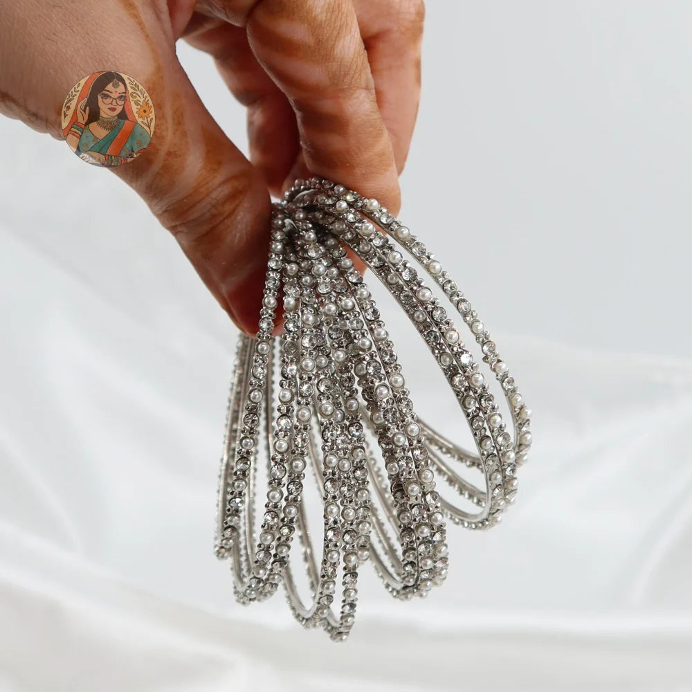 Zahra Silver Accent Bangles