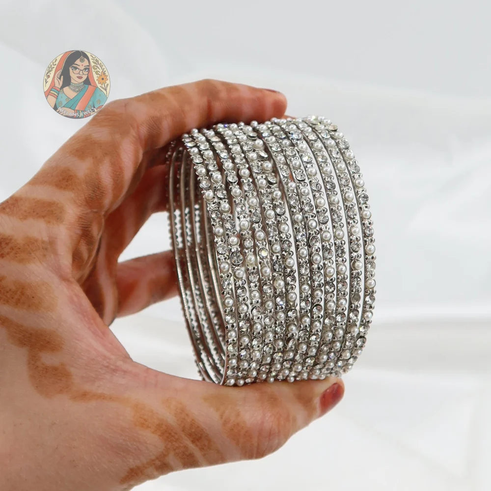 Zahra Silver Accent Bangles
